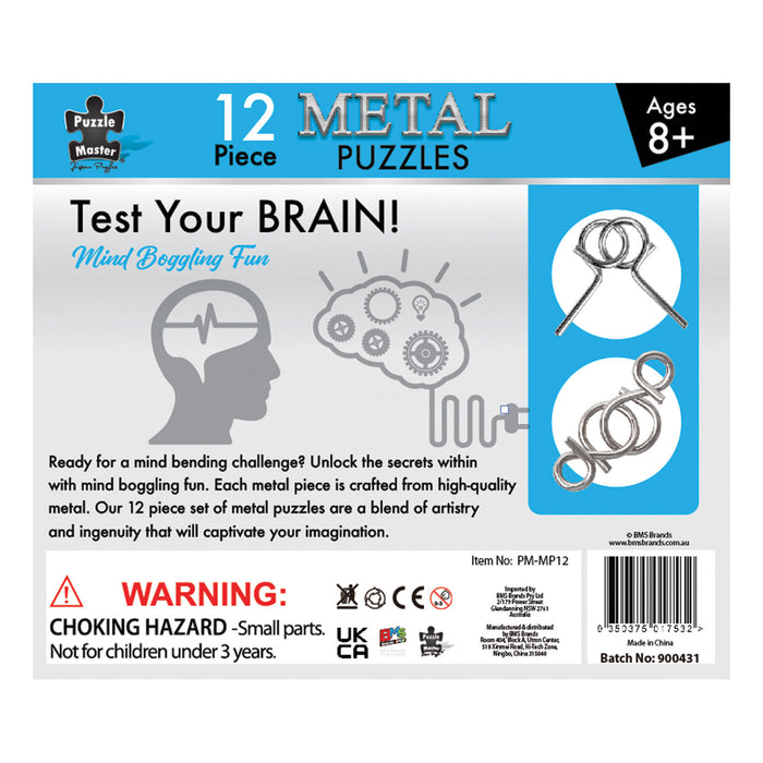 12 Metal Brain Teaser Puzzles