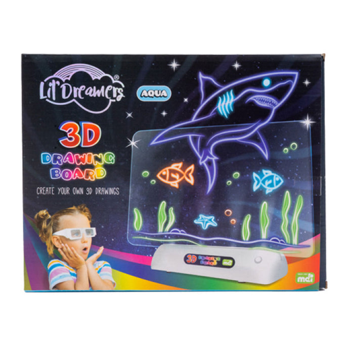 3D drawing board for kids with shark and fish illustrations on packaging