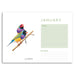 Calendar with colorful birds on a branch and a to-do list for January.