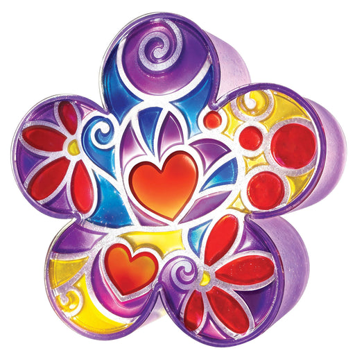 Colorful flower and heart design on a white background