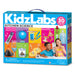 KidzLabs Kitchen Science toy kit box on a plain white background. The packaging is bright blue with multicolored graphics showing science experiments, a handle on top, and the KidzLabs logo across the top.