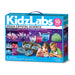 Box of KidzLabs Mega Crystal Science kit with images of crystals and children, on a white background.