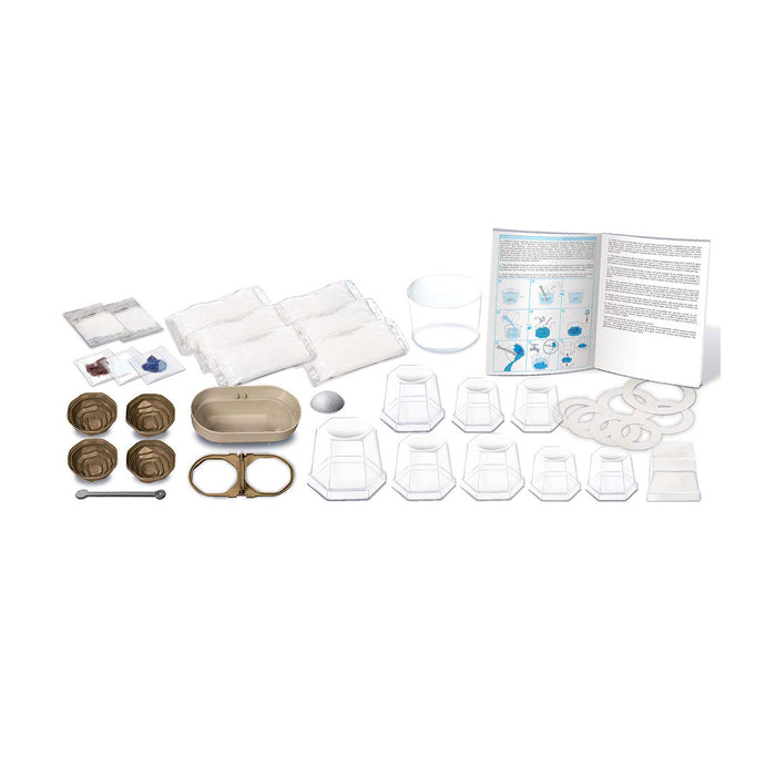Collection of dental impression trays and related equipment on a white background