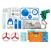 Collection of mechanical parts and components on a white background