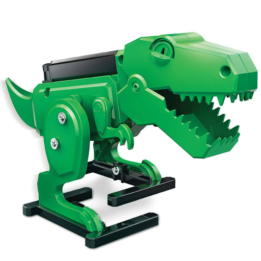 Green dinosaur robot model on a white background