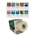 Roll of tape with educational card about animals on a white background
