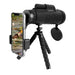 Black monocular with smartphone holder and tripod, Australian Geographic branding visible