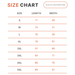 Size chart for clothing with measurements in centimeters