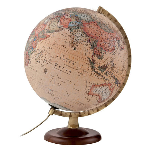 Vintage-style world globe on a white background