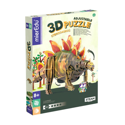 3D puzzle box for an adjustable Stegosaurus model on a white background