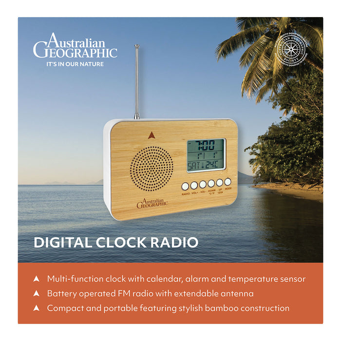 Australian Geographic Bamboo Digital Clock Radio