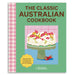 Book cover of 'The Classic Australian Cookbook' with a cake illustration on a green background.