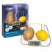 Australian Geographic Food Power Lab kit showing a working digital timer powered by a potato and lemon battery setup, with its retail packaging box in the background.