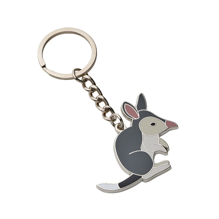 Keychain with a design of a bilby on a white background