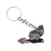 Keychain with a black cockatoo design on a white background