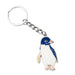 Penguin-shaped keychain on a white background