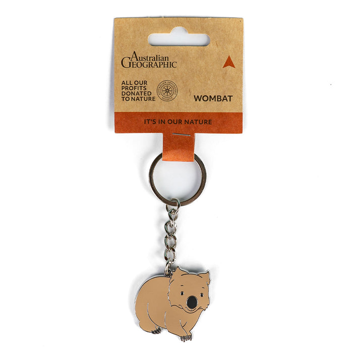 Wombat keychain on a white background with 'Australian Geographic' packaging.