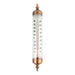 Vintage-style thermometer with brass casing on a white background