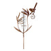 Decorative rain gauge with bird and leaf design on a white background