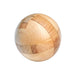 A spherical wooden puzzle ball made of multiple interlocking wood panels with visible grain patterns, isolated on a white background.