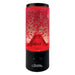A red volcano lamp with a black base featuring the Australian Geographic logo, set against a plain white background.
