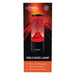 Australian Geographic Volcano Lamp in its retail packaging, featuring a lava lamp with red liquid and volcanic mountain graphics on a black background with an orange bottom banner.