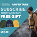 Advertisement for Australian Geographic with a man in outdoor gear and hats on a mountain background.