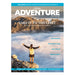 Magazine cover with a person on a mountain peak and text about adventure and exploration.