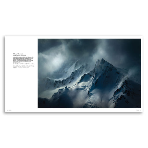 Mountain landscape with snow and clouds