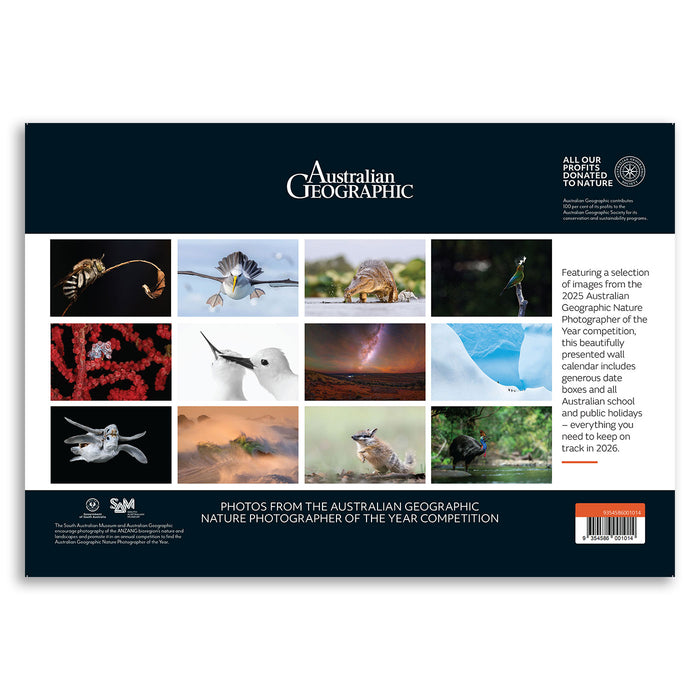 Australian Geographic calendar with nature photography images on a white background