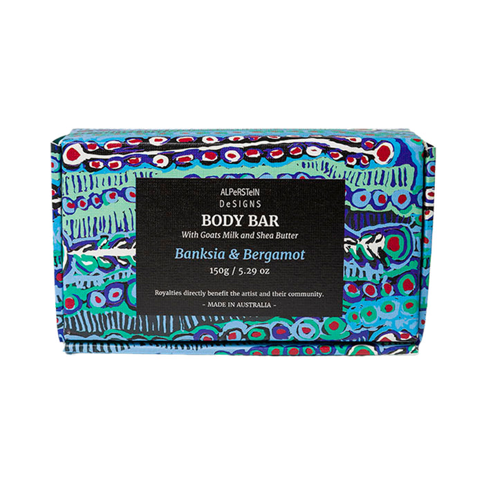 Body bar with colorful packaging and visible branding on a white background