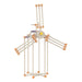 Mechanical model with gears and levers on a white background