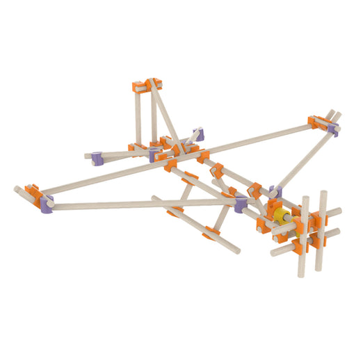 Mechanical model made of sticks with joints on a white background