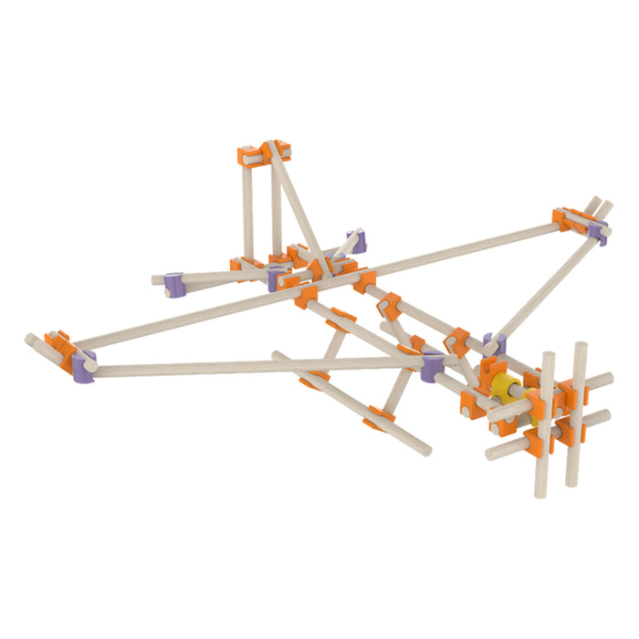Mechanical model made of sticks with joints on a white background