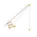 Toy crane with wooden arm and pulley system on a white background