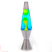 Retro Silver Lava Lamp with Blue and Yellow Wax - 37cm