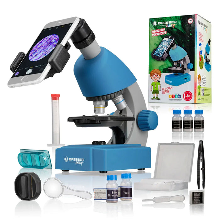 Bresser Junior 40x-640x Transmission Microscope - Blue
