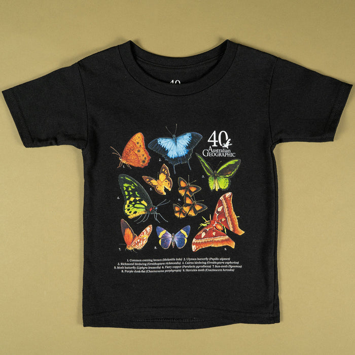 Butterflies & Moths of Australia Kids T-Shirt - Australian Geographic 40th Anniversary