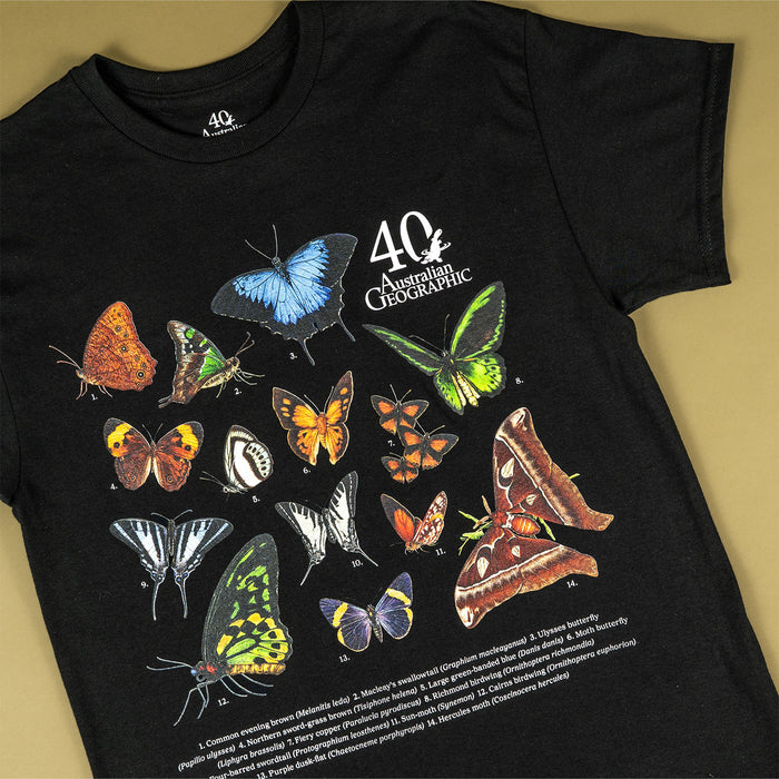 Butterflies & Moths of Australia Youth T-Shirt - Australian Geographic 40th Anniversary