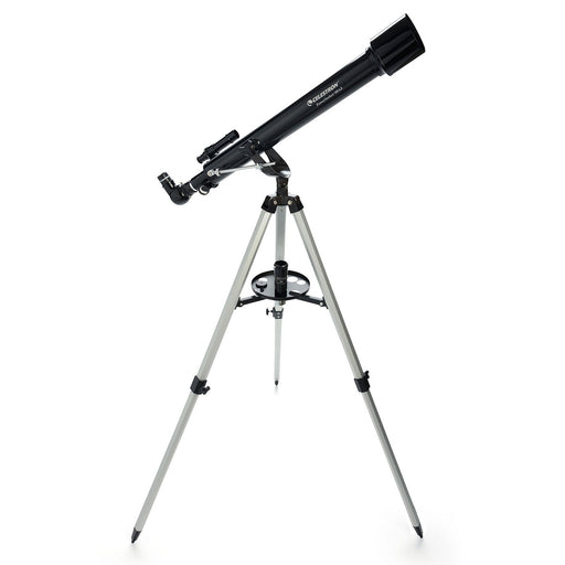 Telescope with tripod on a white background