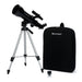 Celestron telescope with tripod and carrying case on a white background