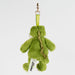 Green crocodile plush keychain on a white background