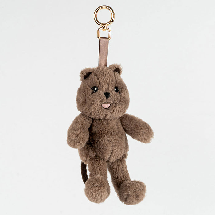 Brown quokka keychain on a white background