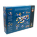Box of CYBOT toy set with blue background and toy illustration