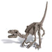 Toy dinosaur skeleton model on a white background