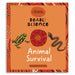 Book cover of 'Deadly Science: Animal Survival' by Australian Geographic with illustrations of a frog, snake, and Aboriginal art design.