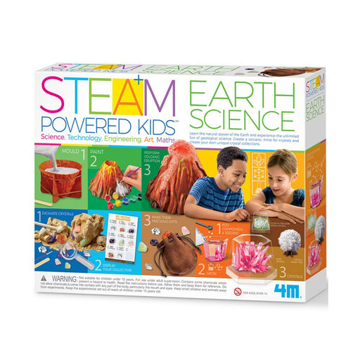 Box of STEAM Powered Kids Earth Science kit by 4M on a white background