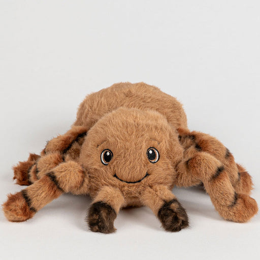 Plush spider toy on a white background