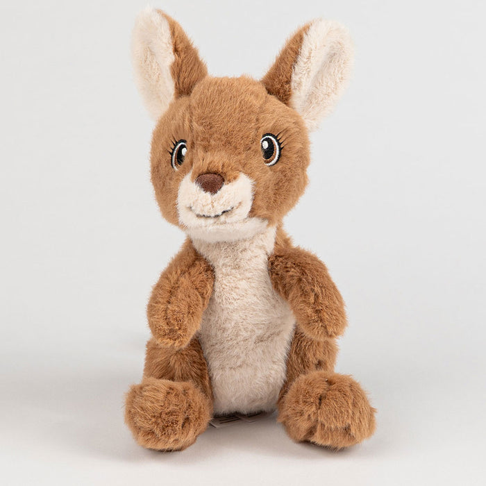 Plush toy kangaroo on a white background