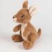 Plush toy kangaroo on a light gray background